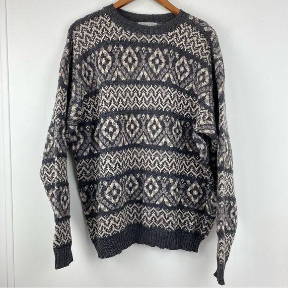 Nomadic Traders Other - Vintage Nomadic Traders size XL Men’s Gray Fair Isle Wool Pullover Sweater
